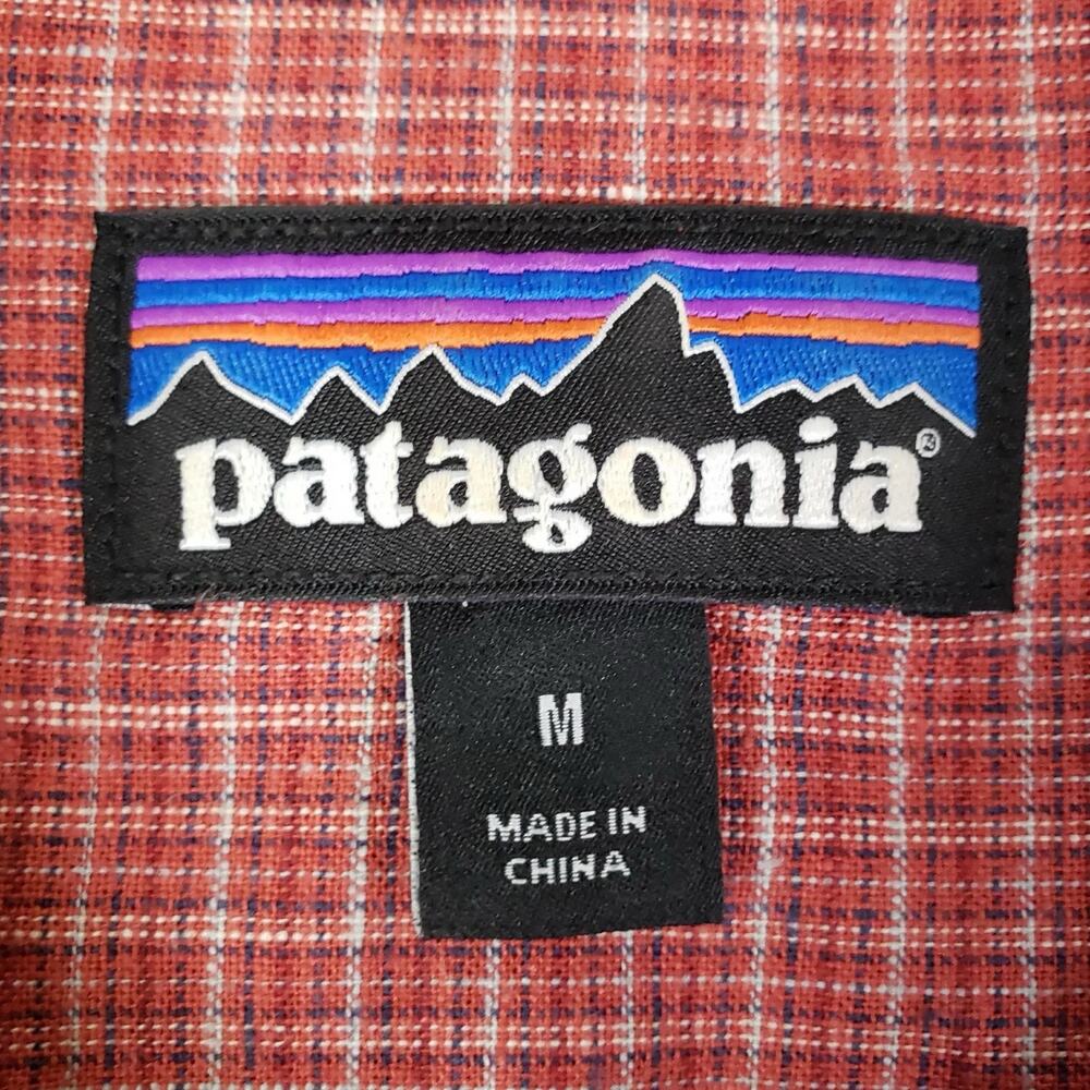 Patagonia Shirt Mens Size Medium Red Plaid Short Sleeve Button Up Hemp - Picture 4 of 12